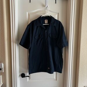 Dickies Men's Navy Short Sleeve Button Down Work Shirt